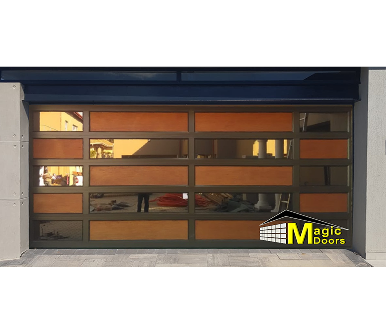 Glass and aluminium double garage door