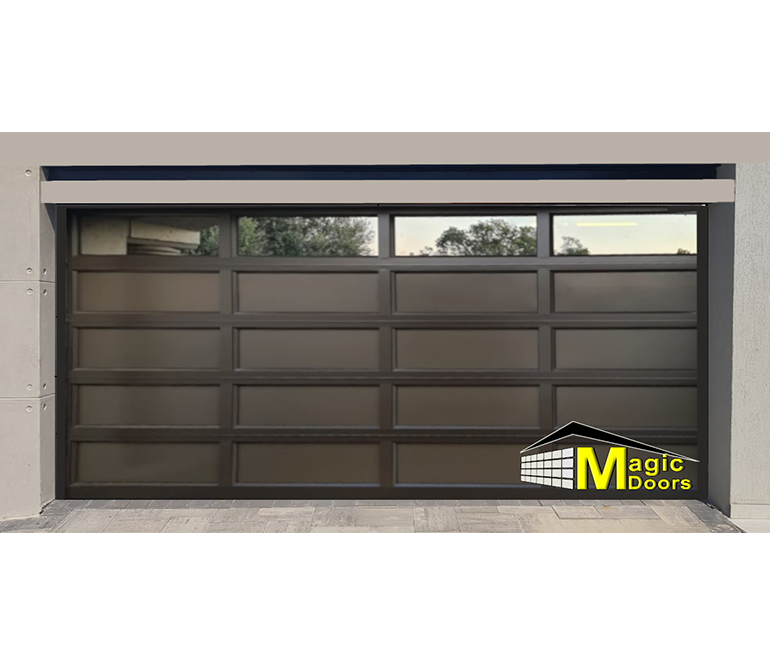 Glass and aluminium double garage door