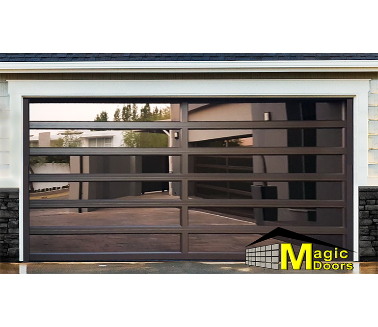 Glass and aluminium double garage door